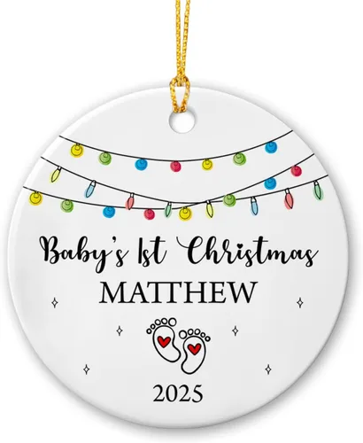 Vista 11 de Adorno personalizado de primera Navidad para perro, adorno de cerámica para la primera Navidad del cachorro, decoración de árbol de Navidad, adorno