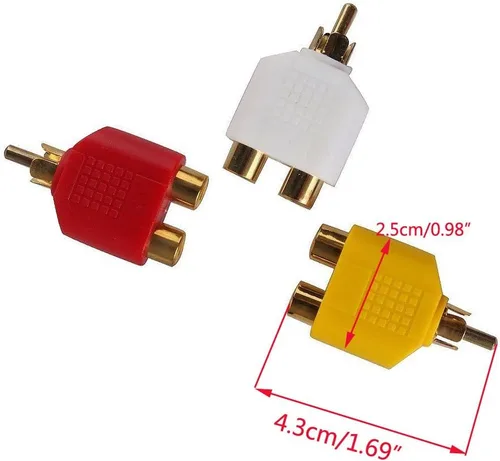 Vista 3 de yueton, 4 unidades, adaptador separador RCA Y, 2 hembras a 1 macho para audio, video, AV, TV, convertidor de cable