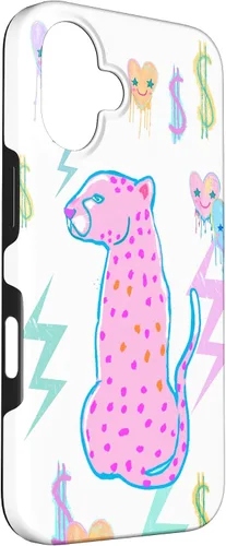 Vista 3 de iPhone 16 Preppy Art Cheetah, Pink Cheetah, Preppy Art Estética Funda