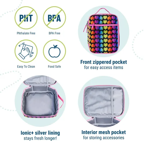 Vista 6 de Wildkin Bolsa de almuerzo ecológica reciclada y recipientes anidados para aperitivos para organizar y llenar platos por todas partes