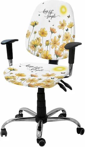 Vista 7 de Funda elástica para silla de oficina con temática de café, funda de asiento para silla de computadora, funda para respaldo, café, granja, retro