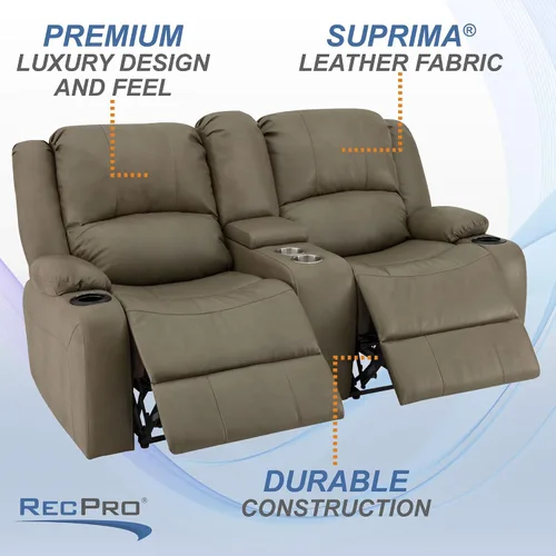 Vista 5 de RecPro Charles - Sofá reclinable doble de pared de 67 pulgadas, para autocaravana, con tela mejorada (color masilla)