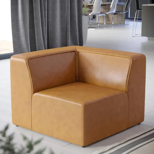 Vista 20 de Modway Mingle Sofá seccional de cuero vegano Silla con brazo izquierdo en gris