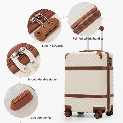 Vista 3 de Coolife Juego de equipaje Maleta de mano Equipaje PC Hardshell Equipaje TSA Lock Spinner Ruedas Manija Telescópica, marino, Juego de 3 piezas