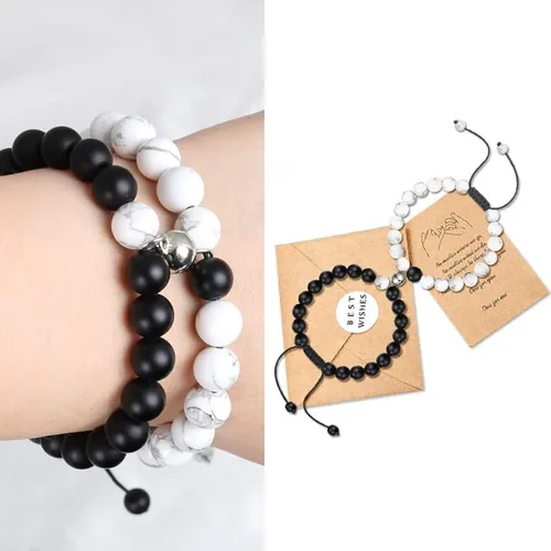 Vista 7 de Regalos para parejas para novio, novia, pulseras magnéticas para pareja, aniversario, regalo de Navidad para marido, esposa, pareja a juego