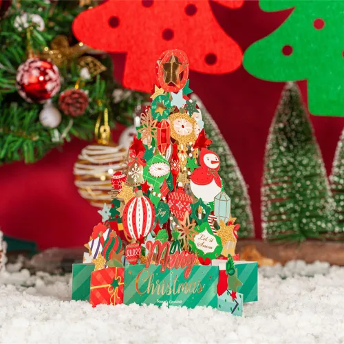 Vista 4 de WISHGIFT 25 tarjetas de Navidad emergentes en 3D, hechas a mano, tarjetas de felicitación emergentes y sobres para Navidad, vacaciones, Año Nuevo