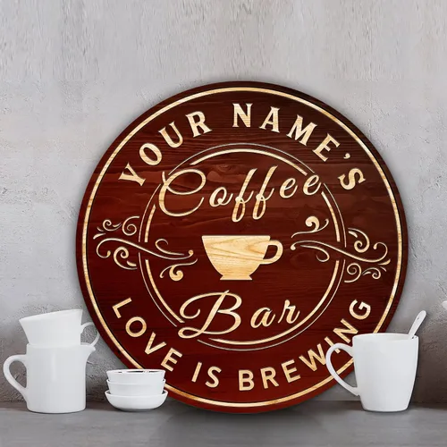 Vista 7 de Artsy Woodsy Letrero personalizado de madera para cafetería, placa de pared para decoración de cocina, regalos personalizados para amantes del café
