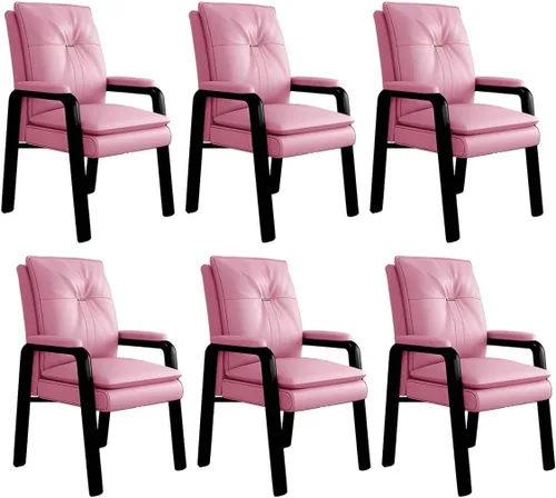 Vista 37 de PU Leather Conference Chair with Fixed Arms High-Back Ergonomic Mahjong Chair Chess Card Room Backrest Computer Chair Long-Term Sitting Mahjong