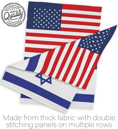 Vista 7 de Bandera israelí estadounidense de bandera de Israel, 2 piezas de pancartas de pared para habitación, patio, césped, jardín, tapiz interior al aire