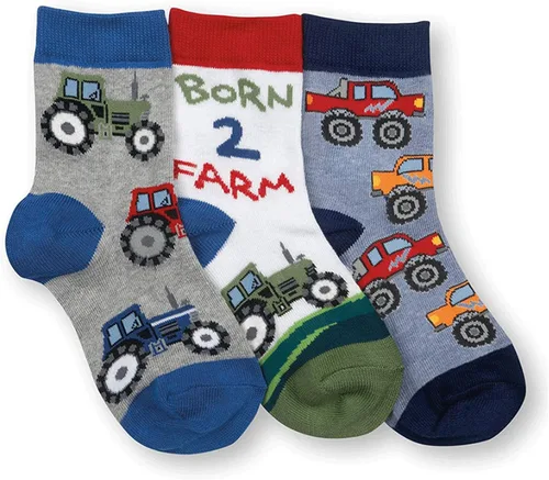 Vista 4 de Jefferies Socks Paquete de 6 pares de calcetines con patrón de construcción de granja para niños