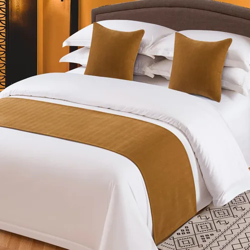 Vista 4 de OSVINO Camino de cama sólido con textura de chenilla, bufanda decorativa para cama de hotel, dormitorio, sala de bodas