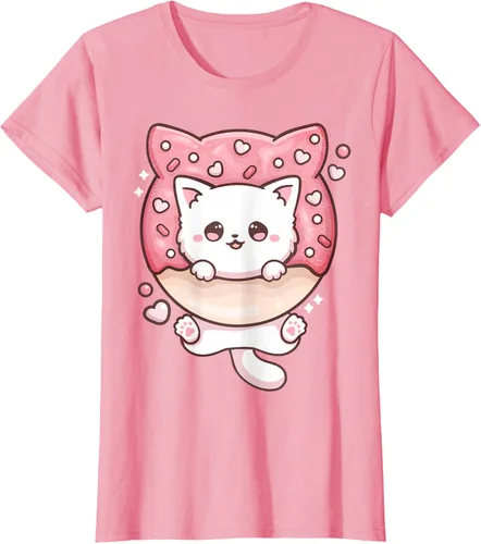 Vista 11 de Camiseta Kawaii Cat Donut Anime Lover Otaku, Negro