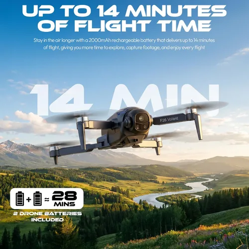 Vista 4 de Contixo F26 Volant Drone con controlador de pantalla de 4.3", FPV sin escobillas, 2 baterías Negro