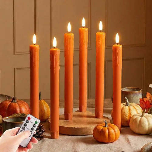Vista 8 de Eywamage - Velas de mecha sin llama negras con control remoto, velas LED para Halloween a batería, juego de 6