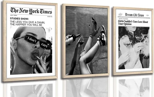 Vista 29 de Juego de 3 arte de pared de dados de póker enmarcados en blanco y negro, impresiones en lienzo estéticas retro Y2K, fotos de póster rosa de moda