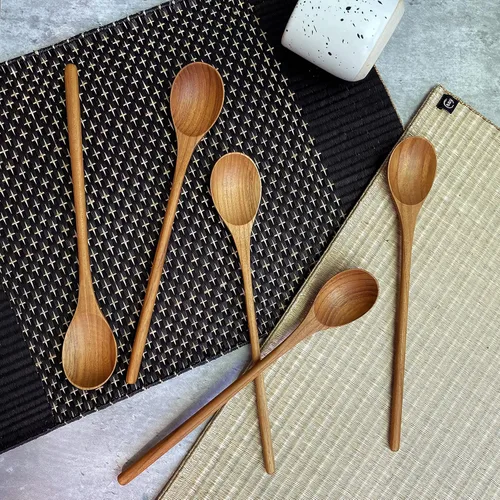 Vista 7 de FAAY - 2 cucharas de sopa de teca de mango largo de 10.5 pulgadas para probar chef, agitar, mezclar. Cocina - Utensilios de cocina estilo coreano