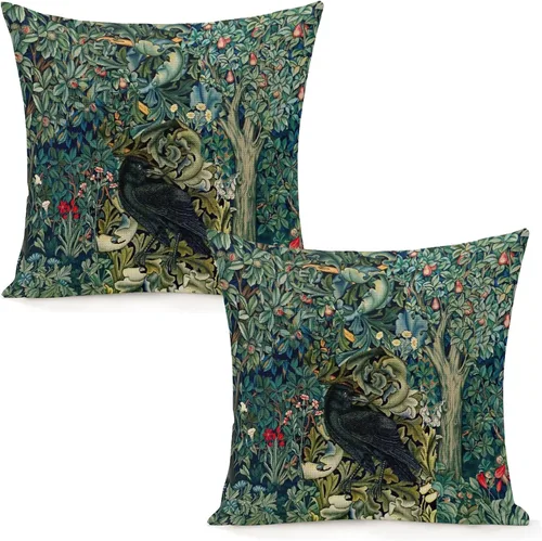 Vista 9 de Juego de 2 fundas de almohada de William Pimpernel Morris de 18 x 18 pulgadas, almohada estética para dormitorio, funda decorativa de terciopelo