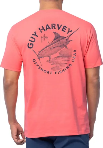 Vista 32 de Guy Harvey Camiseta de manga corta con bolsillo gráfico de algodón OG para hombre Leche de Almendra/Rig Masters