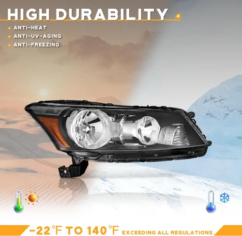 Vista 6 de WEELMOTO Par de faros delanteros para Honda Accord 4DR 2008-2012, repuesto para Honda Accord 4DR 2008, 2009, 2010, 2011, 2012, no es compatible