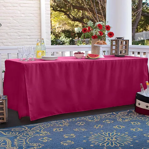 Vista 7 de Tablevogue Event Linens - Mantel ajustable de microfibra lavable de 6 pies para mesa rectangular de bufé, fiestas, cenas de vacaciones, granate
