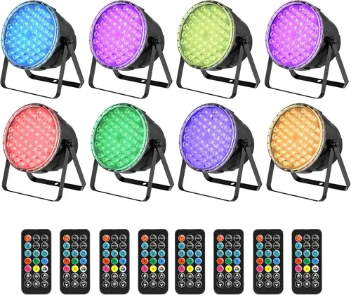 Vista 11 de BETOPPER - Luces par con control remoto, 54 x 3 W LED RGB 3-en-1 luces de escenario DMX luces de DJ, luces estroboscópicas y de lavado de brillo
