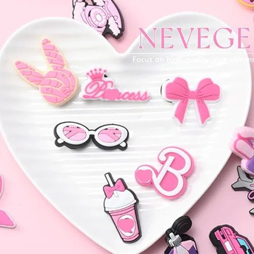 Vista 3 de NEVEGE Dijes de flores para zapatos para niñas, bonitos dijes de diseño para zapatos para adultos, adolescentes, niños, decoración de zapatos