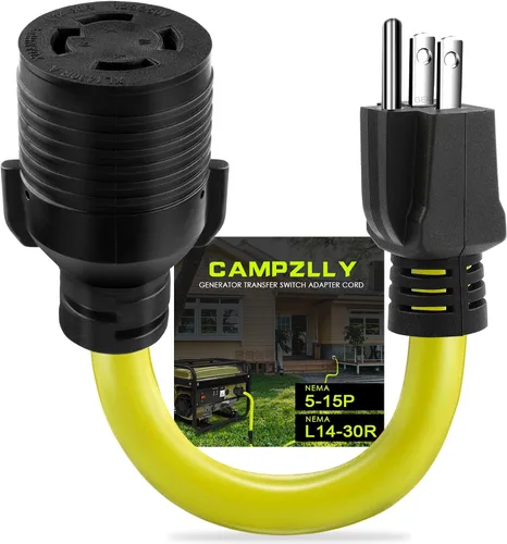 Vista 8 de NEMA TT-30P a L14-30R Cable adaptador para generador, cable adaptador de interruptor de transferencia de generador de 30 amperios de 3 clavijas a 4
