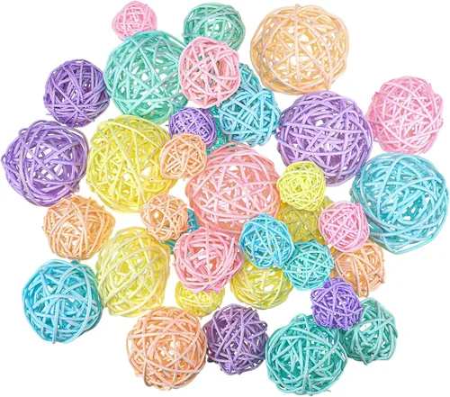Vista 13 de Patelai 36 Piezas Bolas de Mimbre de Ratán Bolas Decorativas para Jarrón Centro de Mesa Cuencos Esferas de Relleno para Decoración del Hogar, 4 Boho