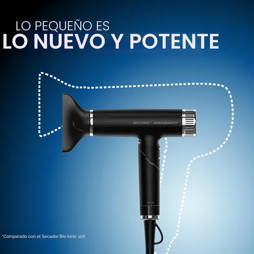 Vista 7 de Bio Ionic AeroGravity - Secador de pelo Featherlight, mango plegable, reduce el encrespamiento y la estática, compacto, ultra ligero, doble voltaje