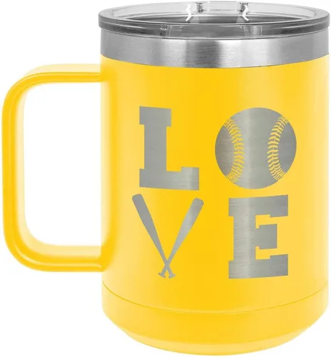 Vista 5 de BASEBALL LOVE CUADRADO Negro 15 oz taza de café w/tapa superior deslizante Taza de café de viaje aislado Ideas de regalo de cumpleaños o Navidad