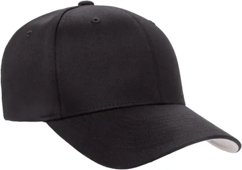 Vista 5 de Gorra de béisbol Flexfit Wooly Combed Premium de 6 paneles estructurada Ajuste elástico Paquete al por mayor disponible Negro