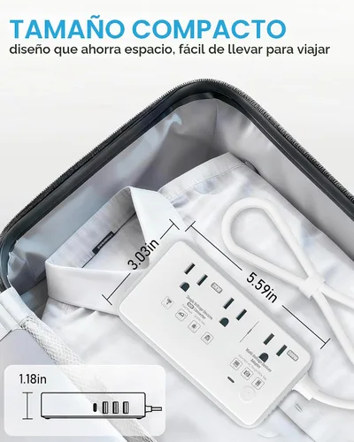 Vista 8 de Convertidor de voltaje de 220 V a 110 V de EE. UU. a Europa, convertidor de voltaje de 2000 W para viajes europeos con 3 puertos AC 2 USB-C 2 USB-A