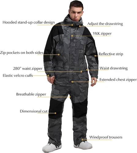 Vista 3 de GSOU SNOW Men One Piece Ski Jacket Suit Women Snowsuit Snowboard Winter Waterproof Warm,Camouflage