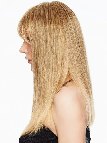 Vista 7 de Flecos en la parte superior de la cabeza color R6/30H chocolate cobre – 16 pulgadas de longitud Topper Hairdo Base Monofilamento 5 Clips Natural