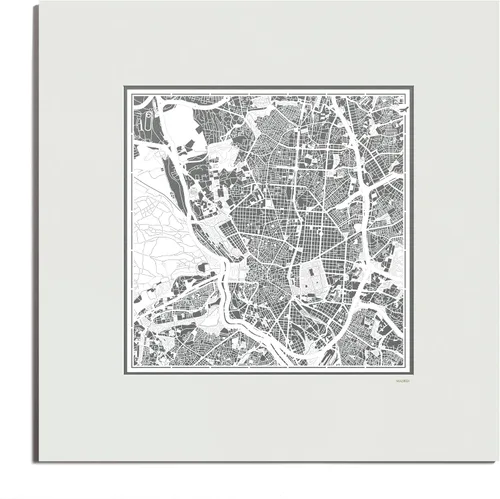 Vista 53 de O3 Design Studio Mapa de corte de papel de París, color negro mate, 20 x 20 pulgadas, arte en papel
