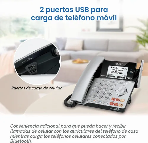 Vista 11 de Teléfono AT&T DECT 6.0 con identificador de llamadas y llamada en espera, Plateado/Negro
