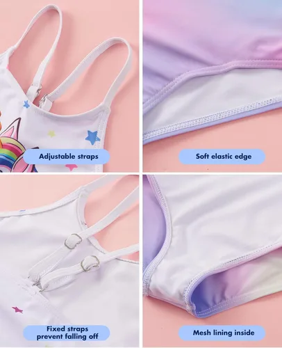 Vista 4 de WAWSAM Traje de baño de una pieza para niñas, traje de baño de playa para niños pequeños