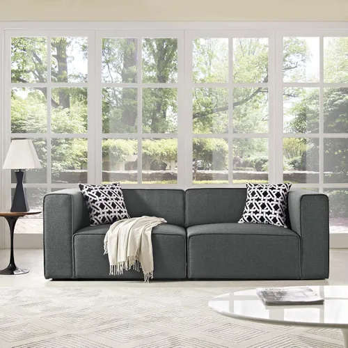 Vista 19 de Modway Mingle - Juego de sofá modular moderno y contemporáneo de 2 piezas, color verde azulado