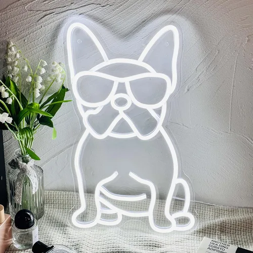 Vista 8 de Letrero de neón de Bulldog Francés con gafas LED de luces de neón Fench Bulldog Accesorios Decoración Frenchie Bulldog Francés Regalos
