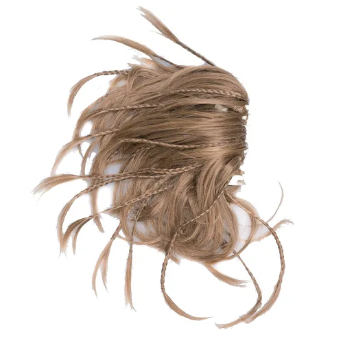Vista 4 de IMISSU Extensiones de cabello hechas a mano con clip de cola de caballo trenzada, extensiones de cabello de cola de caballo (cobre ceniza)