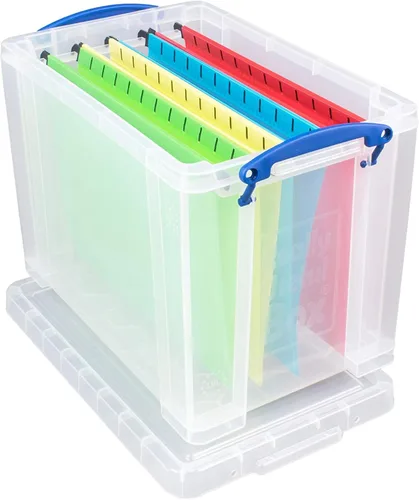 Vista 4 de Really Useful Box - Contenedor de almacenamiento apilable de plástico de 19 litros con tapa de presión y asas con clip de bloqueo incorporado