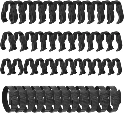 Vista 9 de Clips para cable para soporte de micrófono, abrazaderas de plástico para poste de pluma, 32 unidades 3 tamaños surtidos, incluye bridas