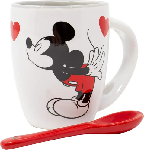 Vista 3 de Disney Mickey and Minnie Kissing - Taza de café expreso de 4 onzas