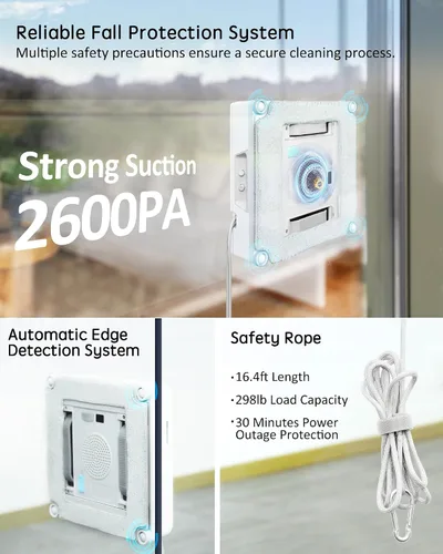 Vista 5 de Yoolax Robot de limpieza de ventanas 2.0, robot inteligente limpiador de ventanas Dual Cross Water Spray Technology, Ungraded 6 Cleaning Paths