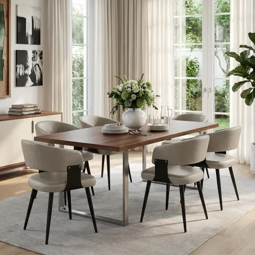 Vista 25 de Juego de 2 sillas de comedor, modernas sillas de cocina de piel