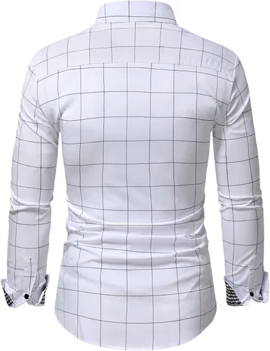 Vista 2 de Floerns Camisa de vestir casual de manga larga para hombre con botones