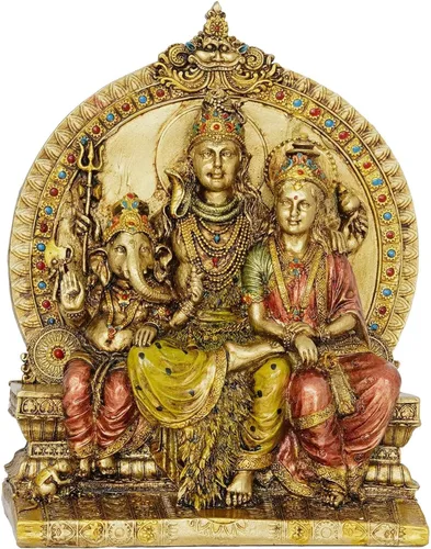 Vista 4 de zig zag Lord Shiva & Family Shiv Parivar - Estatua religiosa ídolo para Pooja Room Mandir, templo, tamaño de regalo de 8 pulgadas