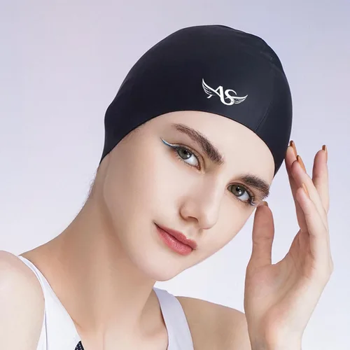 Vista 7 de Angel season Gorros de natación para mujer, de silicona, rizado, mediano y largo, diseño ergonómico para adultos, mantiene el cabello seco