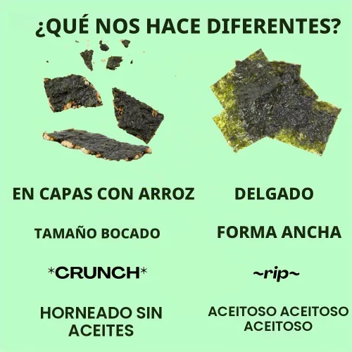 Vista 2 de GEEM Bocadillos de algas coreanas, sin aceites, patatas fritas de arroz