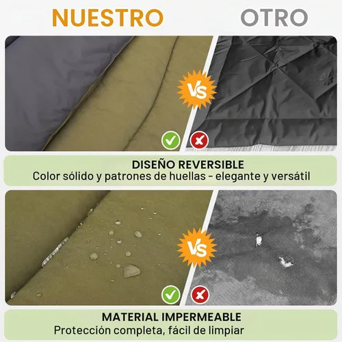 Vista 8 de BEAUTYZOO Cama para perros al aire libre, impermeable, portátil, reversible Verde militar